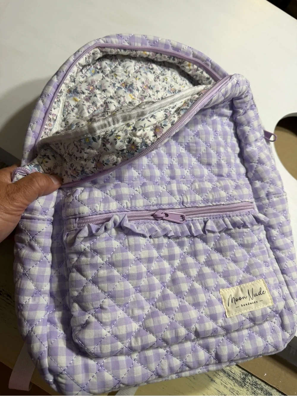 Coquette Original Kids Backpack in Lavender Gingham